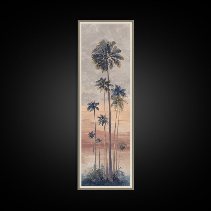 Palm Tree Silhouettes Canvas Print, Tropical Art, Pink Wall Art, Living Room Decor, Fine Art, Tropic, Coastal Art, Beach Print, TRO-1x3-40