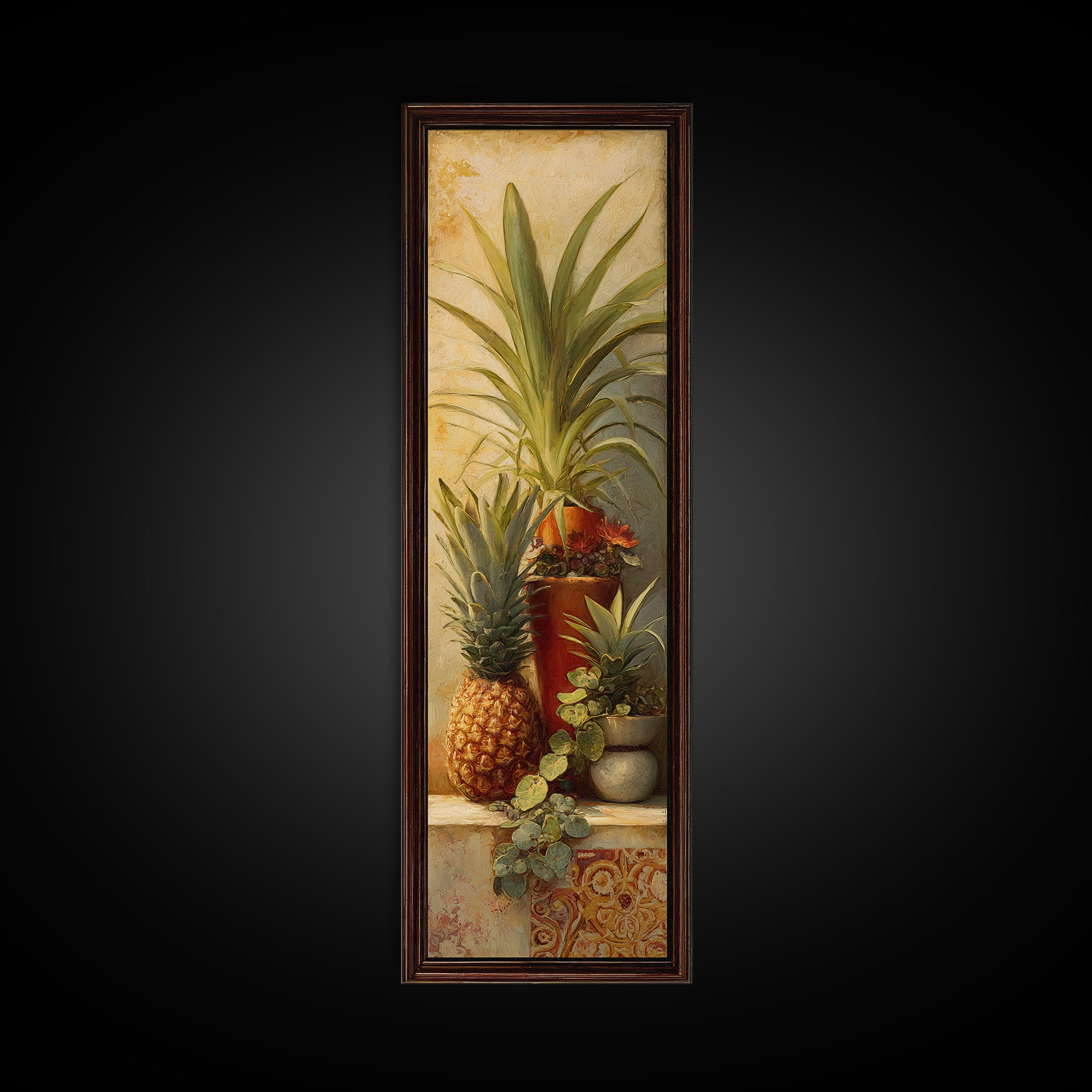 Pineapple and Palm Still Life Canvas Print, Tropical Art, Neutral Decor, Living Room Decor, Fine Art, Tropic, Home Decor, TRO-1x3-42