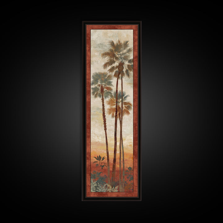 Palm Tree Silhouettes Framed Canvas Print, Tropical Art, Abstract Painting, Living Room Decor, Fine Art, Tropic, Gallery Decor, TRO-1x3-64