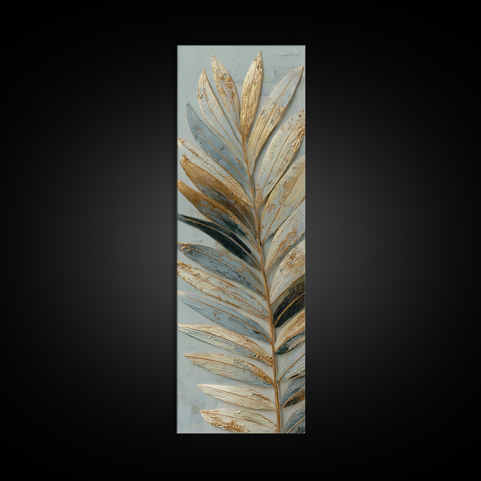 Rain Soaked Palm Leaf Closeup Canvas Print, Tropical Art, Coastal Decor, Living Room Decor, Fine Art, Tropic, Modern Decor, TRO-1x3-81