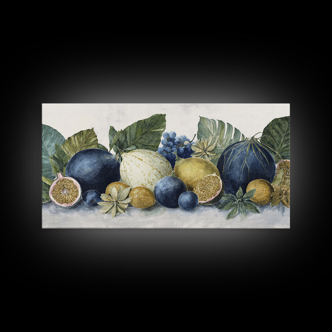 Tropical Fruit Market Arrangement Framed Canvas Print, Tropical Art, Coastal Decor, Living Room Decor, Fine Art, Tropic, TRO-2x1-11
