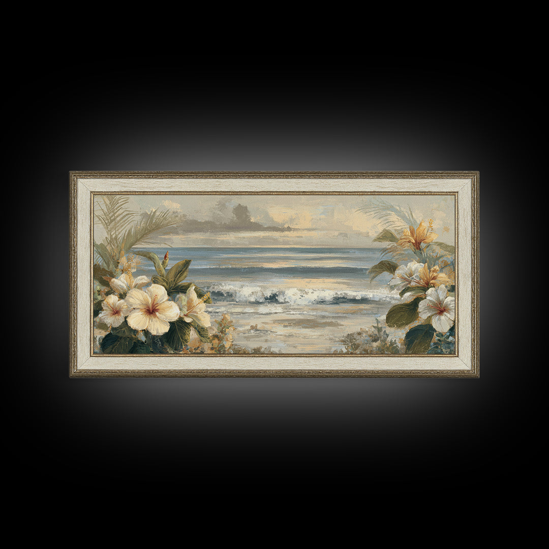 Sunset Surf Scene Framed Canvas Print, Tropical Art, Room Decor, Living Room Decor, Fine Art, Tropic, Printable, TRO-2x1-18