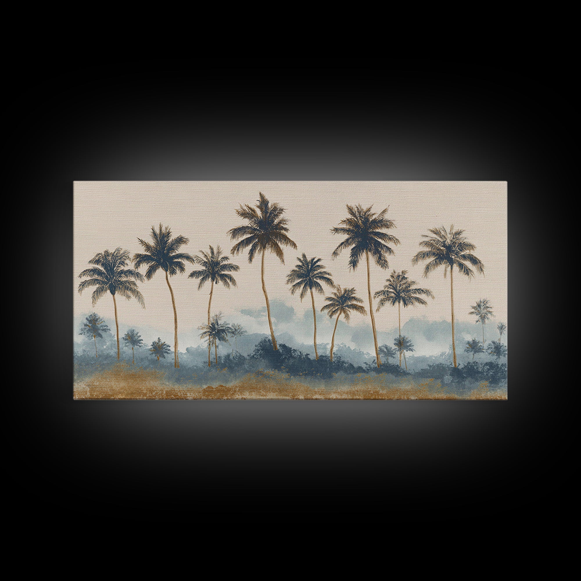Palm Tree Silhouettes Framed Canvas Print, Tropical Art, Minimalist Decor, Living Room Decor, Fine Art, Tropic, Digital Print, TRO-2x1-24
