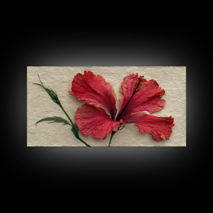 Hibiscus Flower Closeup Framed Canvas Print, Tropical Art, Printable, Living Room Decor, Oil Painting, Tropic, Coastal Decor, TRO-2x1-25