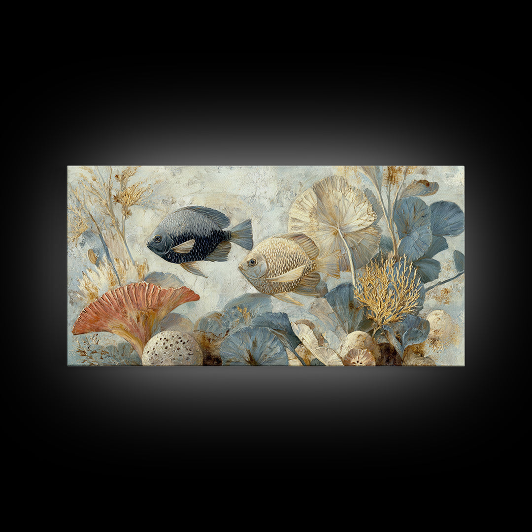 Tropical Fish over Coral Reef Canvas Print, Tropical Art, Digital Print, Living Room Decor, Tropic, Downloadable Prints, TRO-2x1-31
