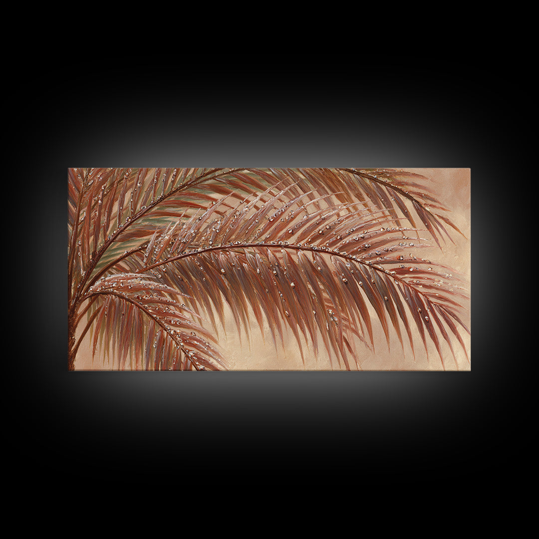 Rain Soaked Palm Leaf Closeup Canvas Print, Tropical Art, Art Print, Living Room Decor, Fine Art, Tropic, Abstract Painting, TRO-2x1-41