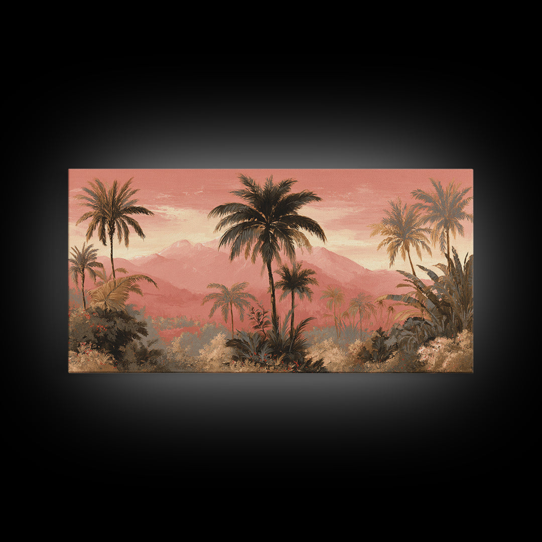 Palm Tree Silhouettes Canvas Print, Tropical Art, Digital Prints, Living Room Decor, Fine Art, Tropic 148, Set of Prints, TRO-2x1-48