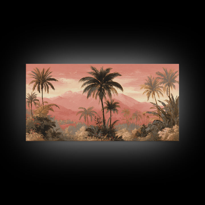 Palm Tree Silhouettes Canvas Print, Tropical Art, Digital Prints, Living Room Decor, Fine Art, Tropic 148, Set of Prints, TRO-2x1-48