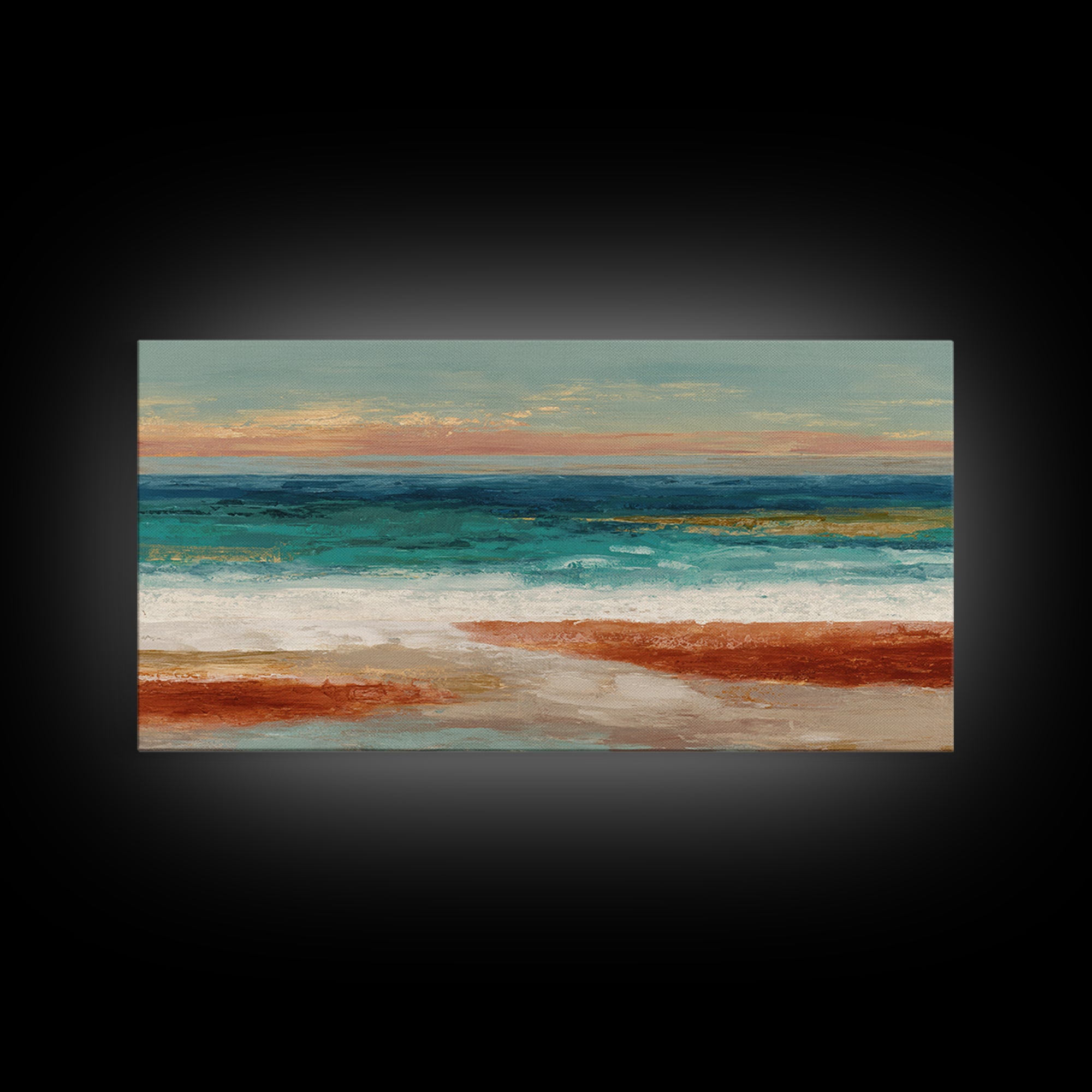 Tropical Lagoon with Turquoise Water Framed Canvas Print, Tropical Art, Bird Art, Living Room Decor, Watercolor Art, Tropic, TRO-2x1-51