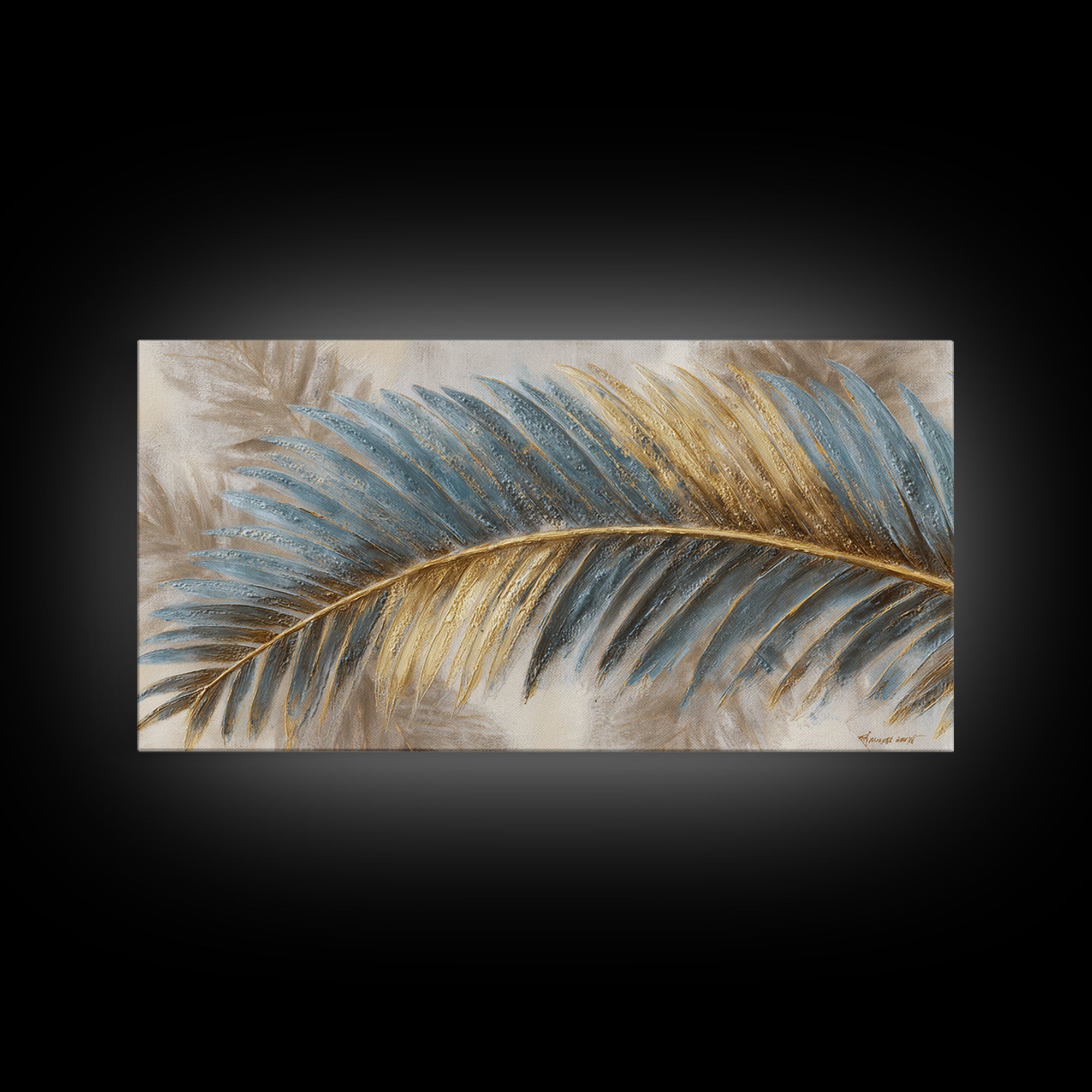 Rain Soaked Palm Leaf Closeup Framed Canvas Print, Tropical Art, Printable Art, Living Room Decor, Tropic, Trendy Wall Art, TRO-2x1-65