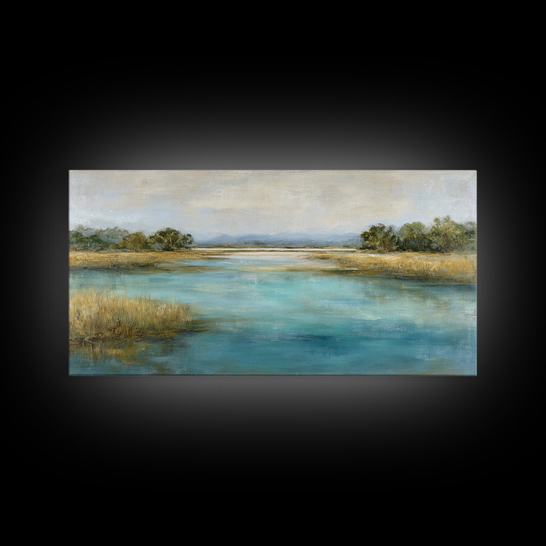 Tropical Lagoon with Turquoise Water Framed Canvas Print, Tropical Art, Room Decor, Living Room Decor, Fine Art, Tropic, TRO-2x1-75