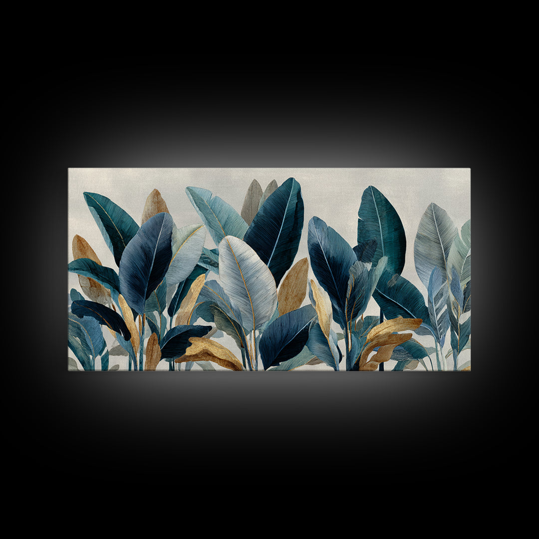 Banana Leaves Layered Canvas Print, Tropical Art, Watercolor Painting, Living Room Decor, Oil Painting, Tropic, TRO-2x1-77