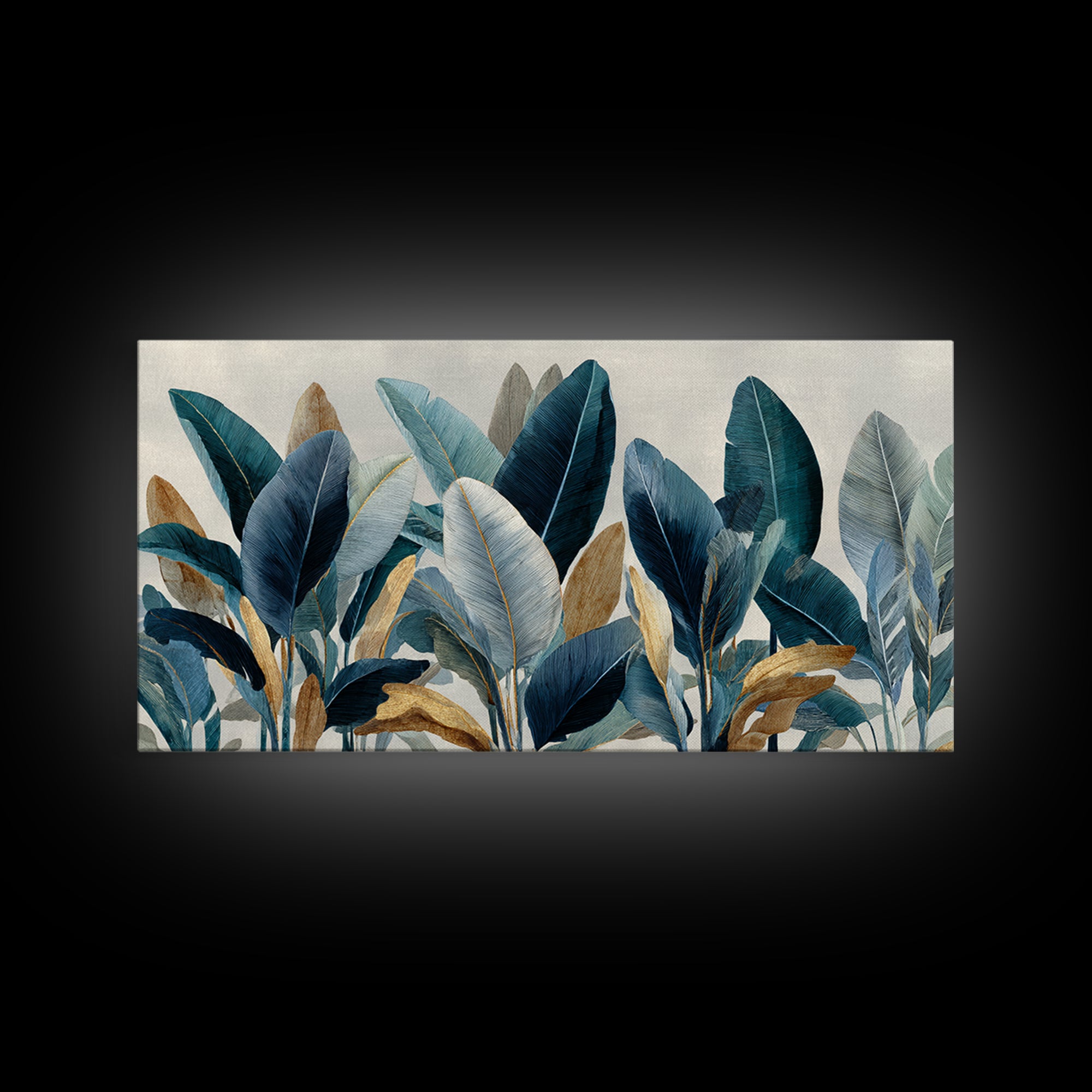 Banana Leaves Layered Canvas Print, Tropical Art, Watercolor Painting, Living Room Decor, Oil Painting, Tropic, TRO-2x1-77