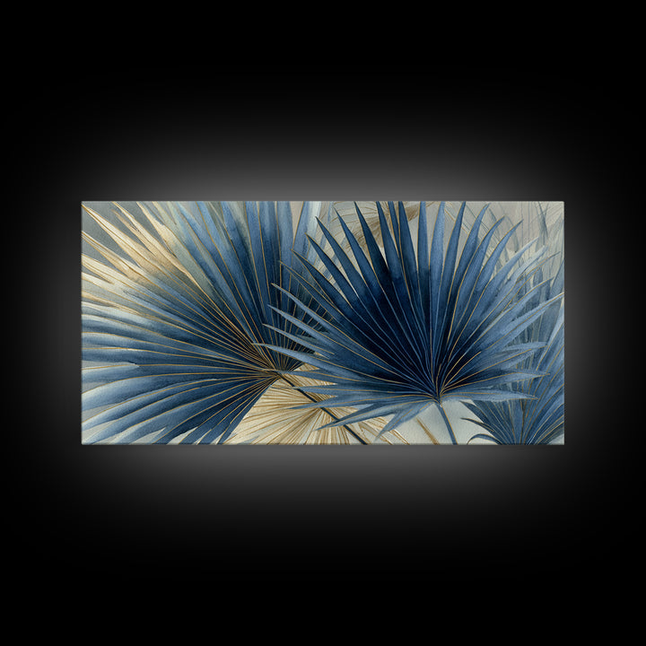 Rain Soaked Palm Leaf Closeup Canvas Print, Tropical Art, Coastal Wall Art, Living Room Decor, Oil Painting, Tropic, TRO-2x1-89