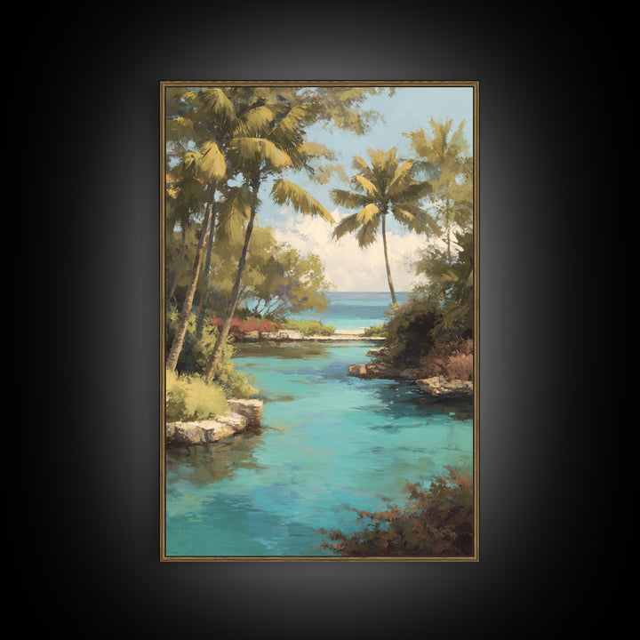 Tropical Lagoon with Turquoise Water Canvas Print, Tropical Art, Wall Art Prints, Living Room Decor, Fine Art, Tropic, TRO-2x3-39