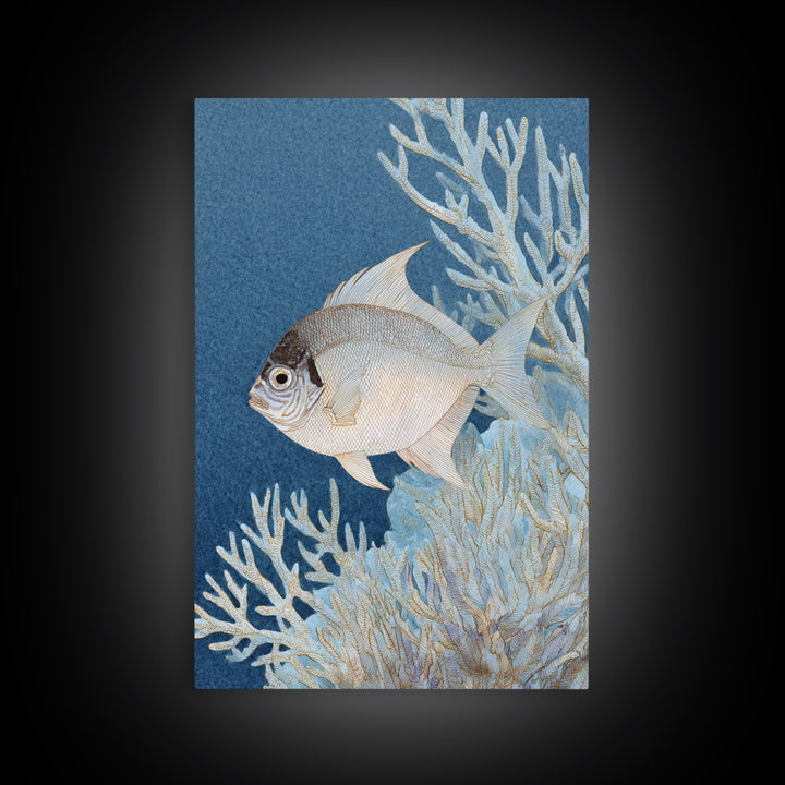 Tropical Fish over Coral Reef Framed Canvas Print, Tropical Art, Digital Print, Living Room Decor, Tropic, Downloadable Prints, TRO-2x3-43