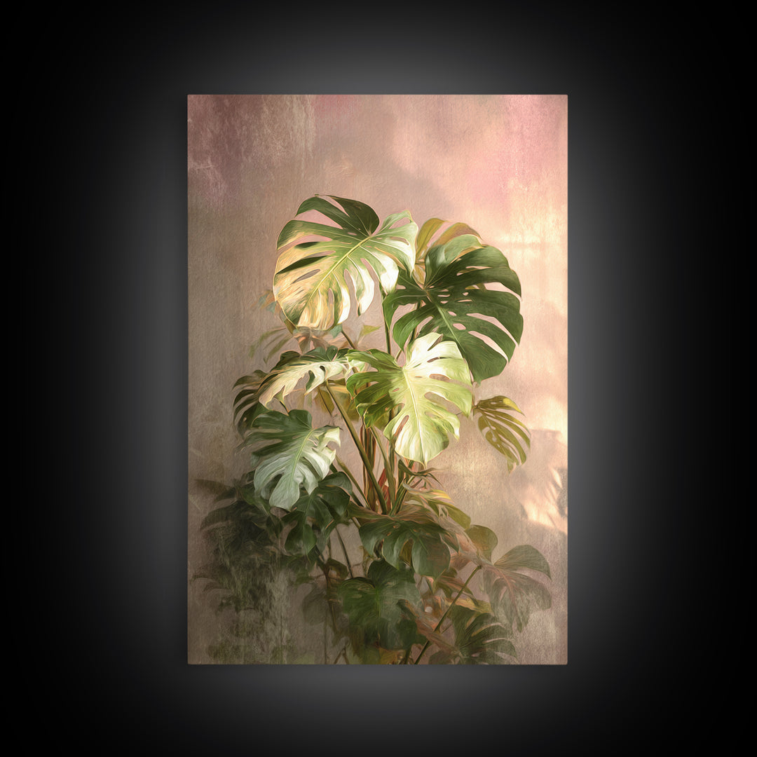 Lush Monstera Leaves Canvas Print, Tropical Art, Beach Decor, Living Room Decor, Oil Painting, Tropic, Fine Art Print, TRO-2x3-57