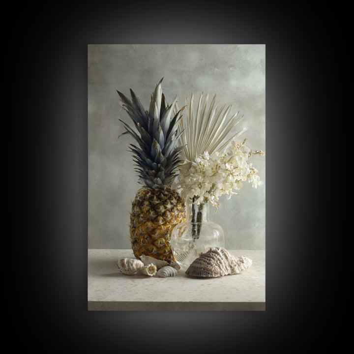 Pineapple and Palm Still Life Canvas Print, Tropical Art, Printable Art, Living Room Decor, Abstract Art, Tropic, TRO-2x3-62