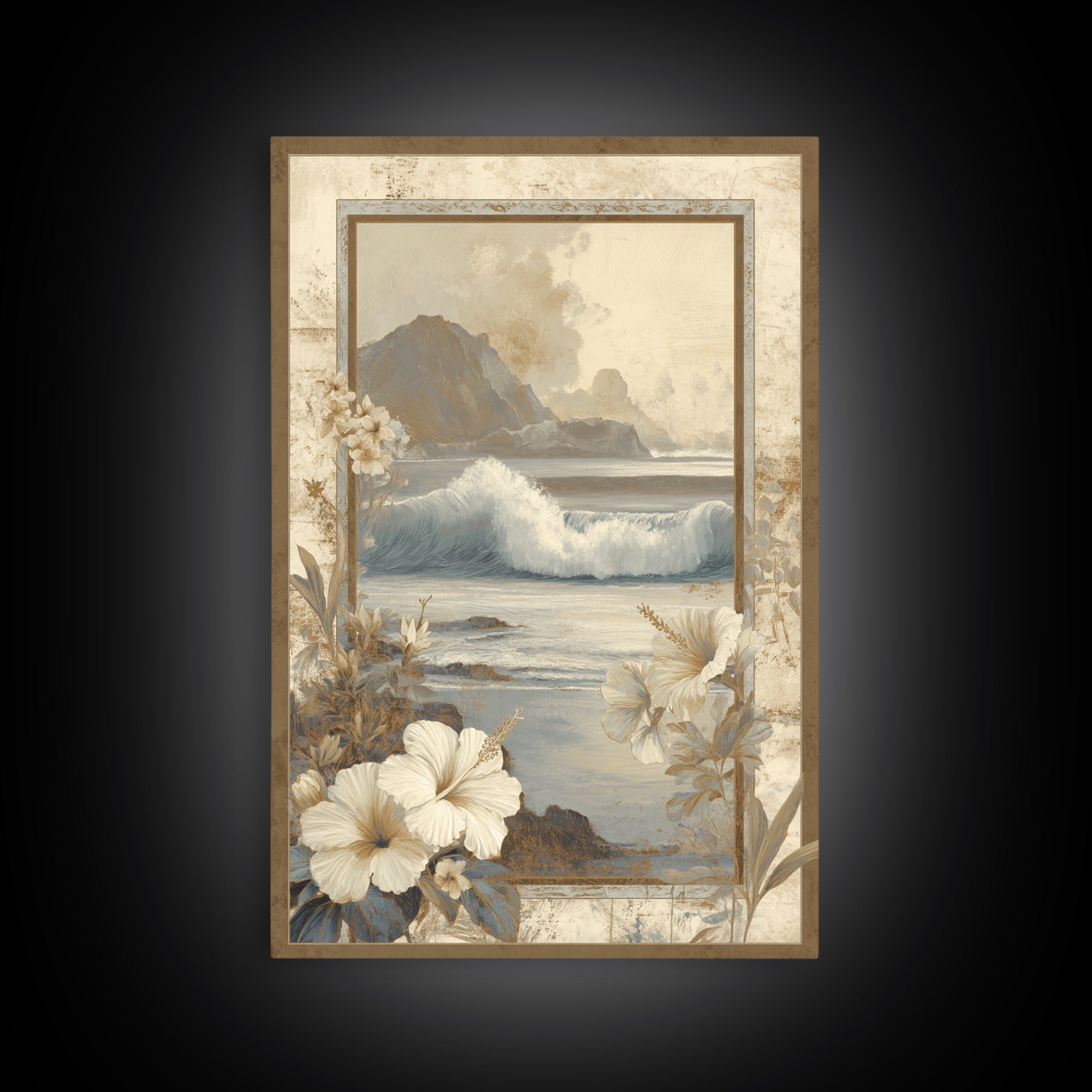 Sunset Surf Scene Framed Canvas Print, Tropical Art, Wall Art Prints, Living Room Decor, Fine Art, Tropic, Beach Wall Art, TRO-2x3-78