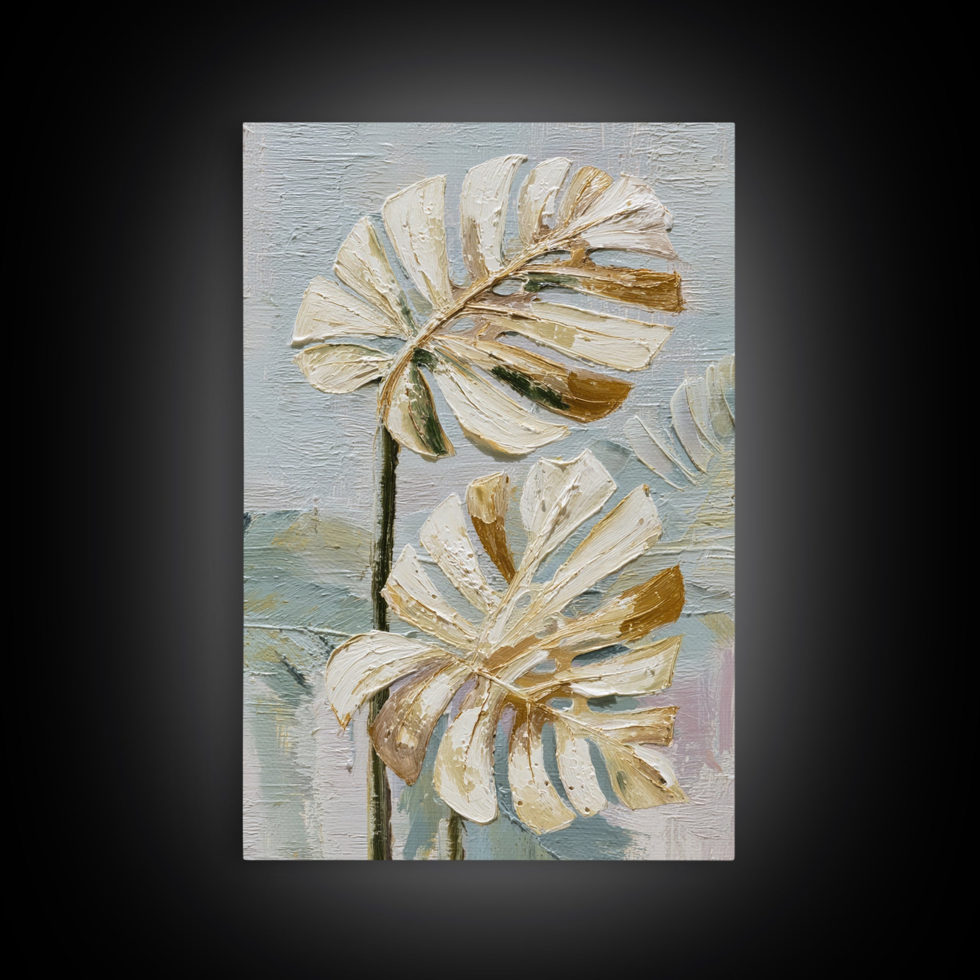 Lush Monstera Leaves Canvas Print, Tropical Art, Beach Decor, Living Room Decor, Oil Painting, Tropic, Fine Art Print, TRO-2x3-81