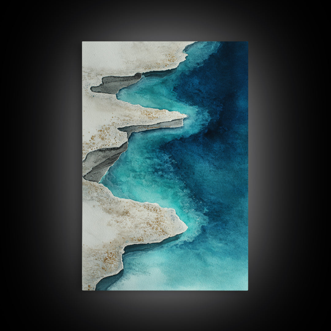 Tropical Lagoon with Turquoise Water Framed Canvas Print, Tropical Art, Gallery Wall Art, Living Room Decor, Fine Art, Tropic, TRO-2x3-87