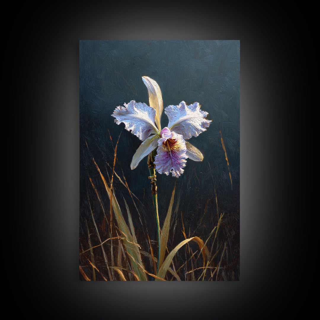Orchid and Hummingbird Composition Framed Canvas Print, Tropical Art, Pink Wall Art, Living Room Decor, Fine Art, Tropic, TRO-2x3-90