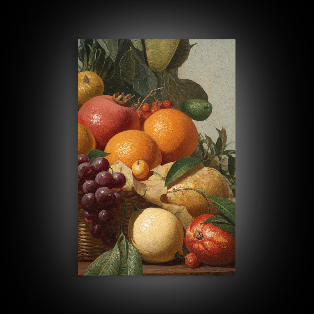 Tropical Fruit Market Arrangement Canvas Print, Tropical Art, Botanical Art, Living Room Decor, Oil Painting, Tropic, TRO-2x3-95