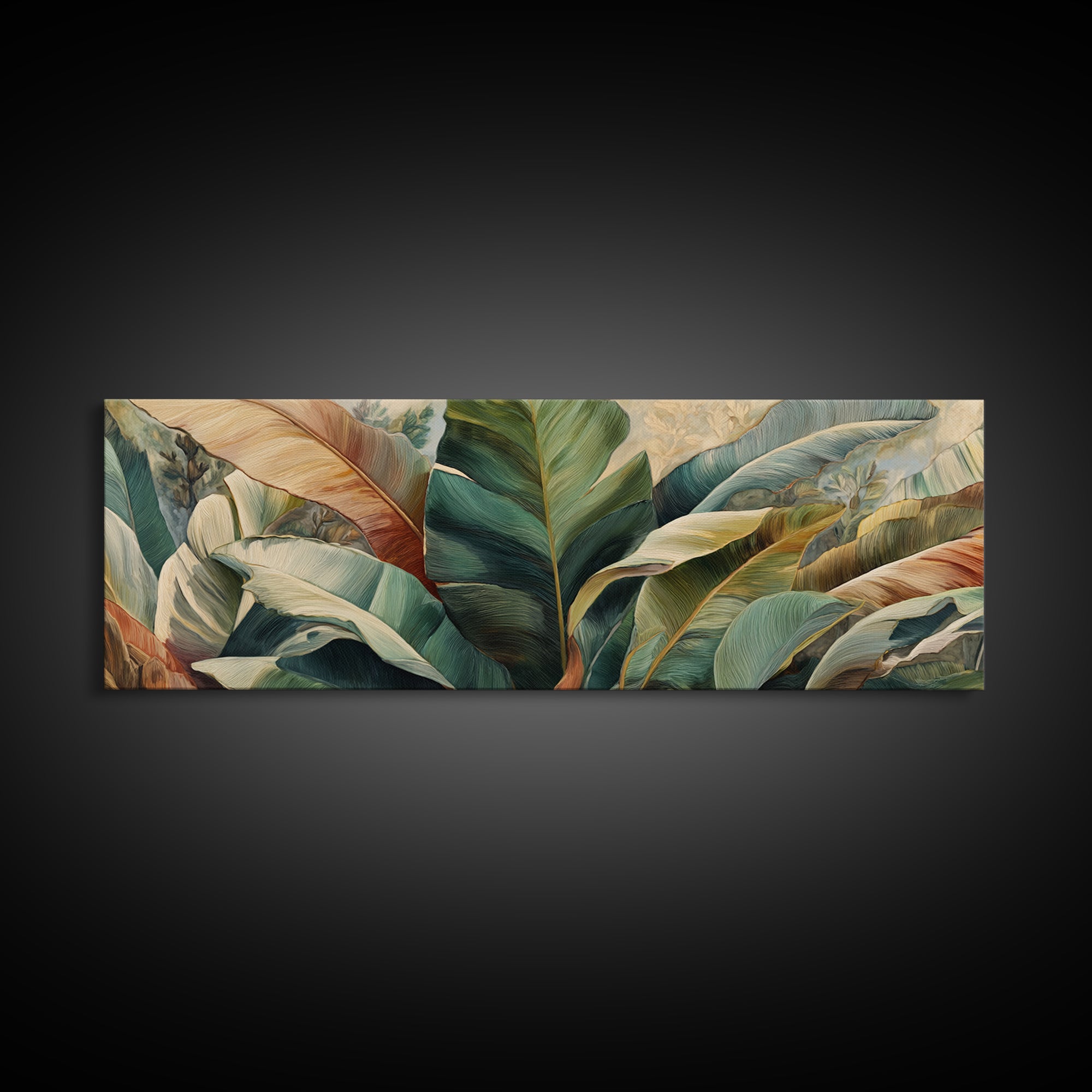 Banana Leaves Layered Framed Canvas Print, Tropical Art, Coastal Decor, Living Room Decor, Fine Art, Tropic, Modern Decor, TRO-3x1-1