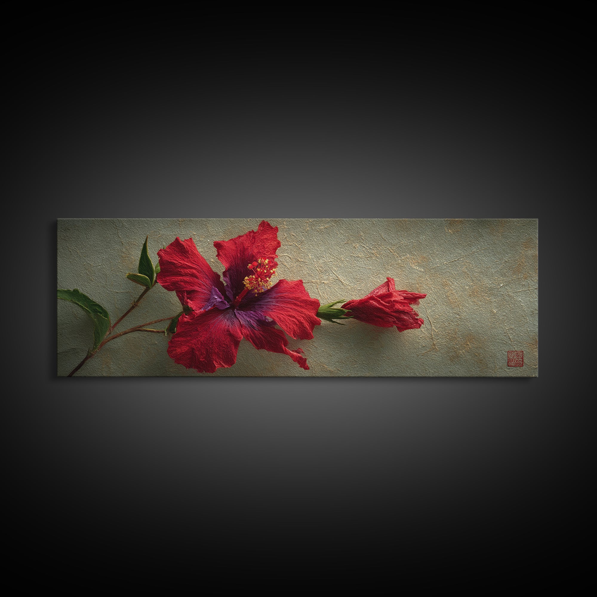 Hibiscus Flower Closeup Canvas Print, Tropical Art, Coastal Art, Living Room Decor, Fine Art, Tropic, Luxury Decor, TRO-3x1-21
