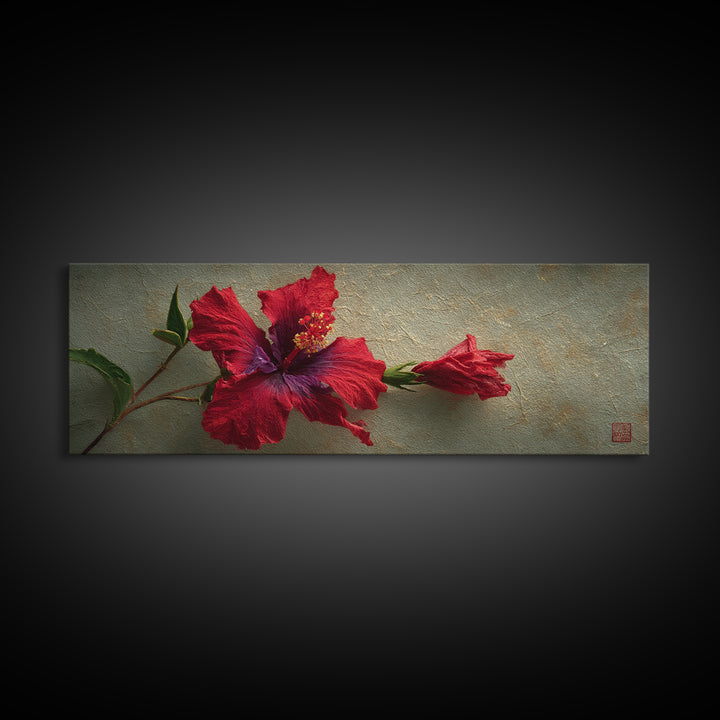Hibiscus Flower Closeup Canvas Print, Tropical Art, Coastal Art, Living Room Decor, Fine Art, Tropic, Luxury Decor, TRO-3x1-21