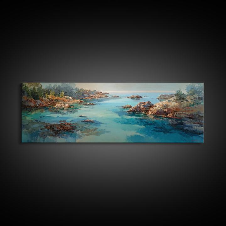 Tropical Lagoon with Turquoise Water Framed Canvas Print, Tropical Art, Room Decor, Living Room Decor, Fine Art, Tropic, TRO-3x1-23