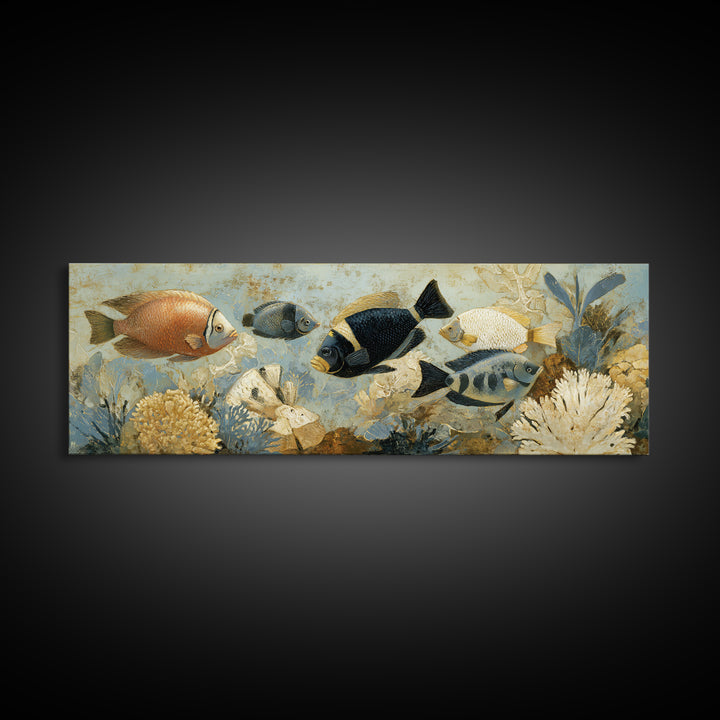 Tropical Fish over Coral Reef Canvas Print, Tropical Art, Fine Art Print, Living Room Decor, Fine Art, Tropic, Digital Prints, TRO-3x1-3