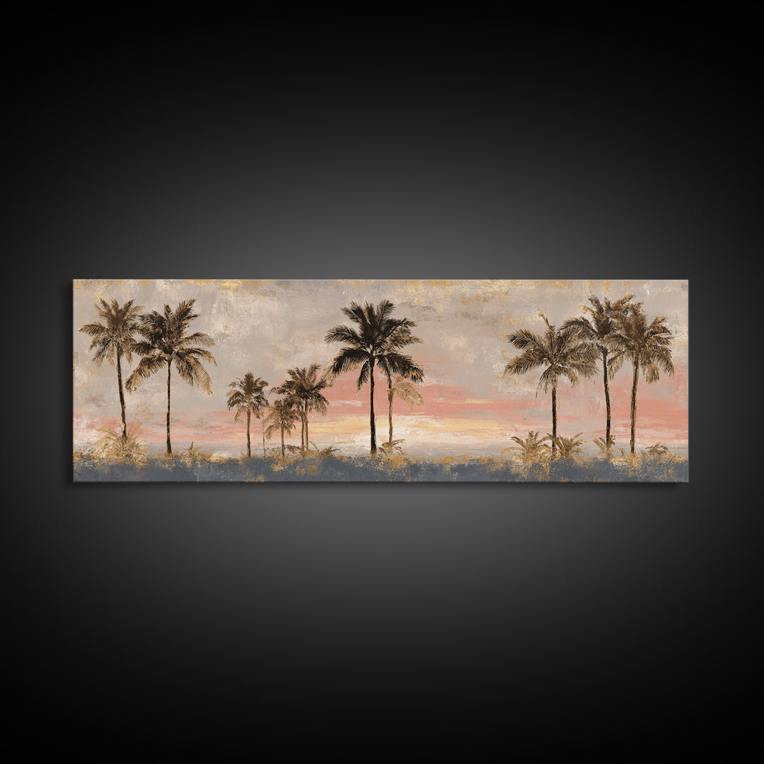 Palm Tree Silhouettes Framed Canvas Print, Tropical Art, Modern Decor, Living Room Decor, Fine Art, Tropic, Wall Decor, TRO-3x1-44