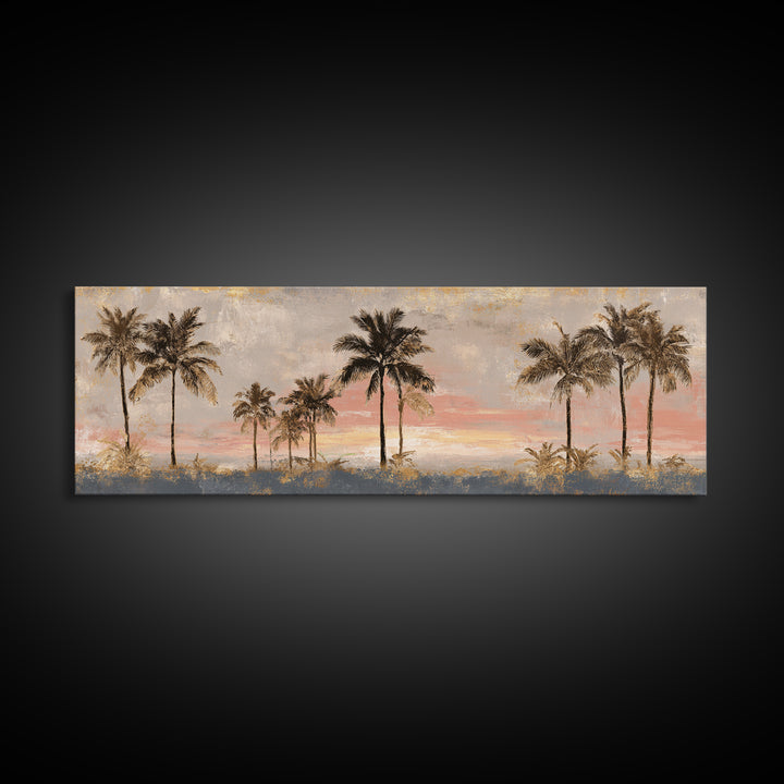 Palm Tree Silhouettes Framed Canvas Print, Tropical Art, Modern Decor, Living Room Decor, Fine Art, Tropic, Wall Decor, TRO-3x1-44