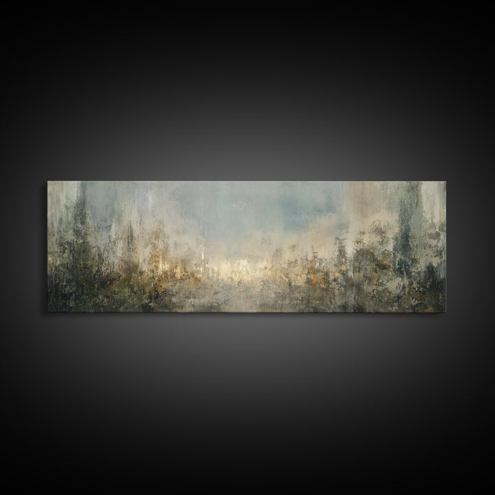 Jungle Waterfall with Misty Light Framed Canvas Print, Tropical Art, Gallery Wall Art, Living Room Decor, Fine Art, Tropic, TRO-3x1-53