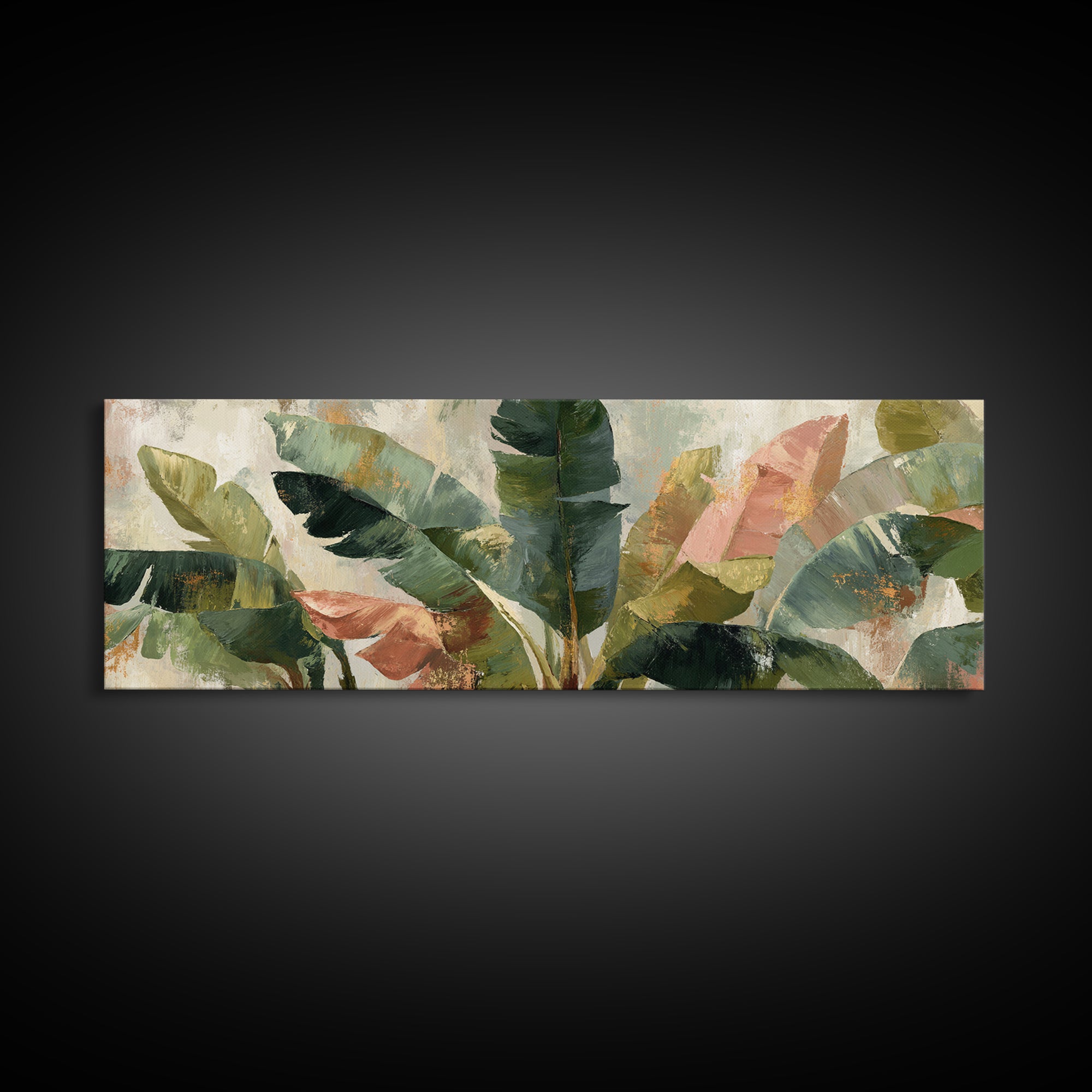 Banana Leaves Layered Framed Canvas Print, Tropical Art, Neutral Decor, Living Room Decor, Fine Art, Tropic, Home Decor, TRO-3x1-73