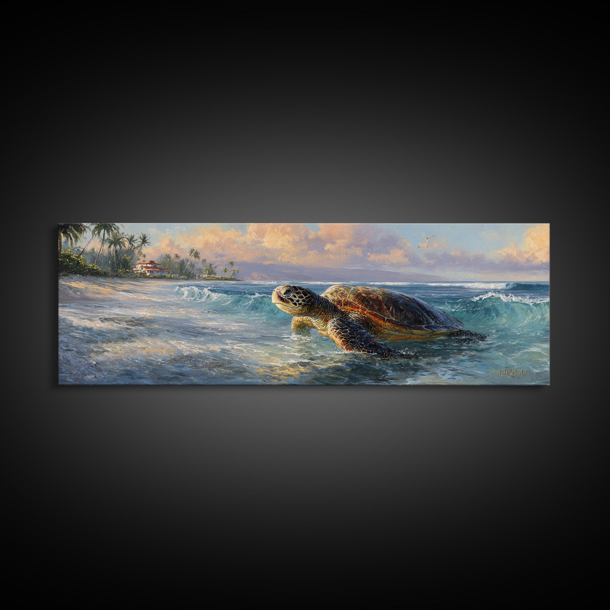 Sea Turtle Near Tropical Reef Canvas Print, Tropical Art, Wall Art Prints, Living Room Decor, Fine Art, Tropic, Beach Wall Art, TRO-3x1-83