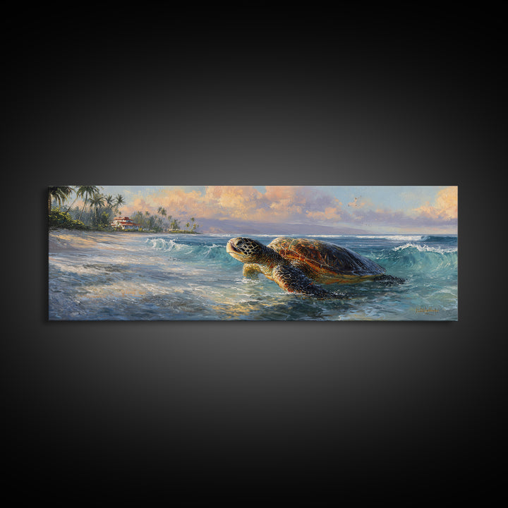 Sea Turtle Near Tropical Reef Canvas Print, Tropical Art, Wall Art Prints, Living Room Decor, Fine Art, Tropic, Beach Wall Art, TRO-3x1-83