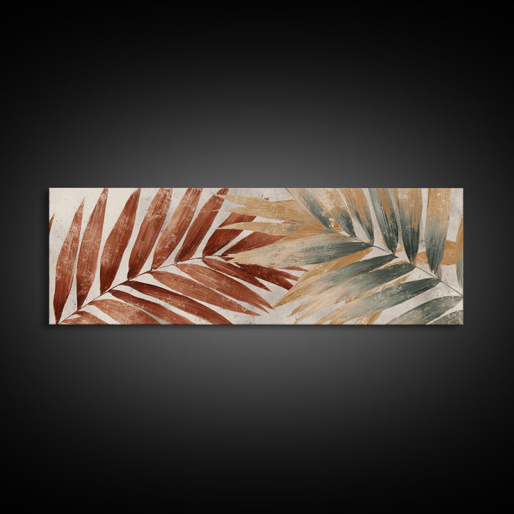 Rain Soaked Palm Leaf Closeup Canvas Print, Tropical Art, Botanical Art, Living Room Decor, Watercolor Art, Tropic, TRO-3x1-85