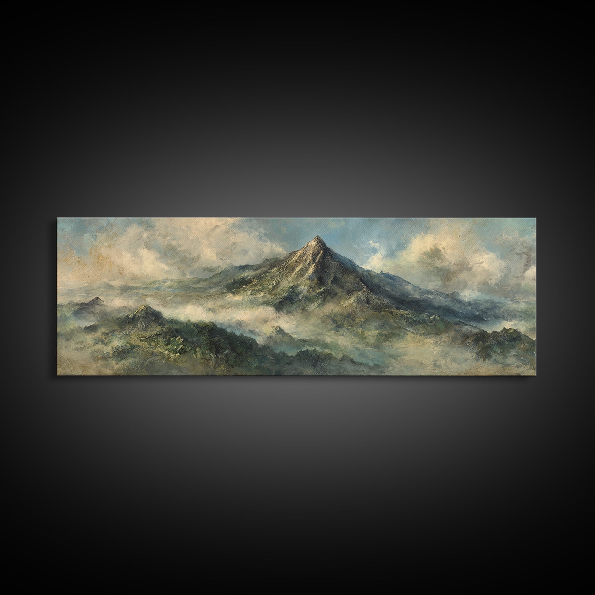 Island Volcano with Lush Foreground Framed Canvas Print, Tropical Art, Set of 3 Prints, Living Room Decor, Fine Art, Tropic, TRO-3x1-9