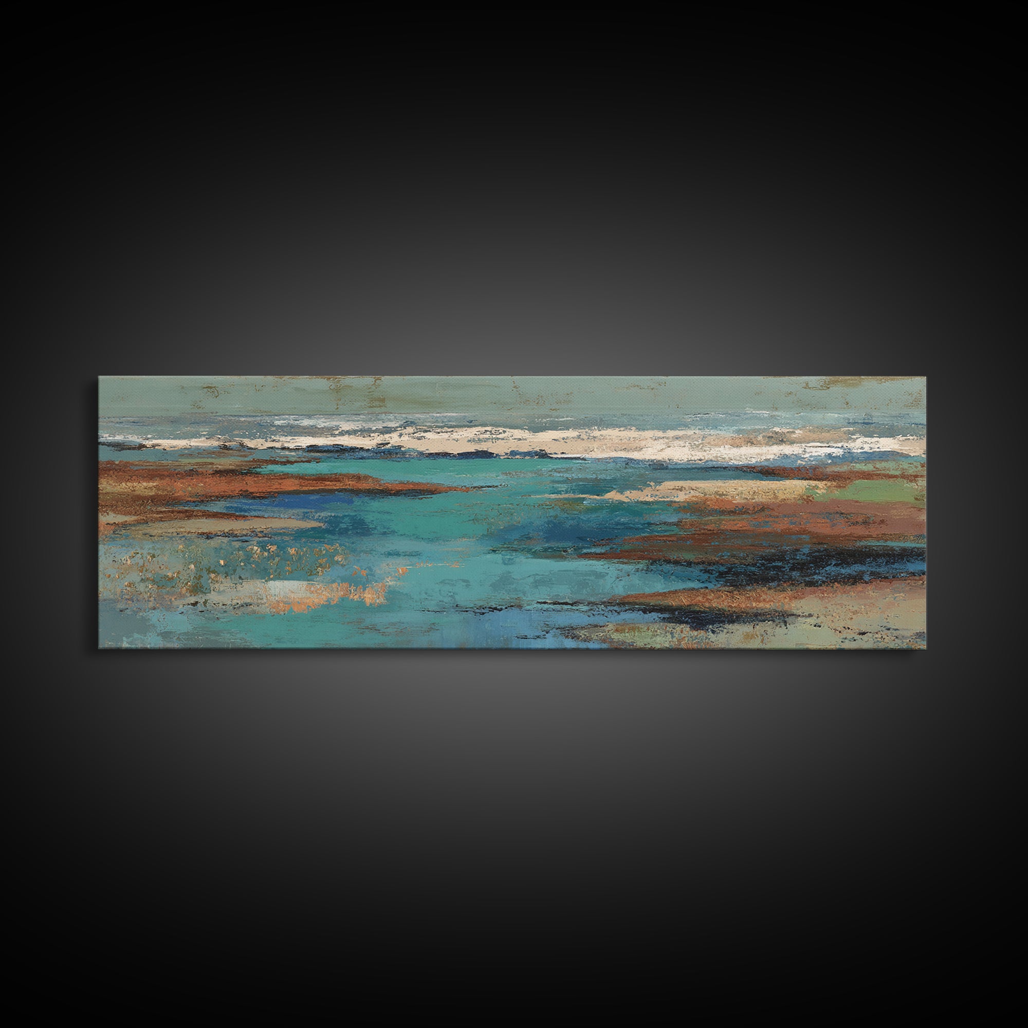 Tropical Lagoon with Turquoise Water Canvas Print, Tropical Art, Digital Art, Living Room Decor, Oil Painting, Tropic, TRO-3x1-95