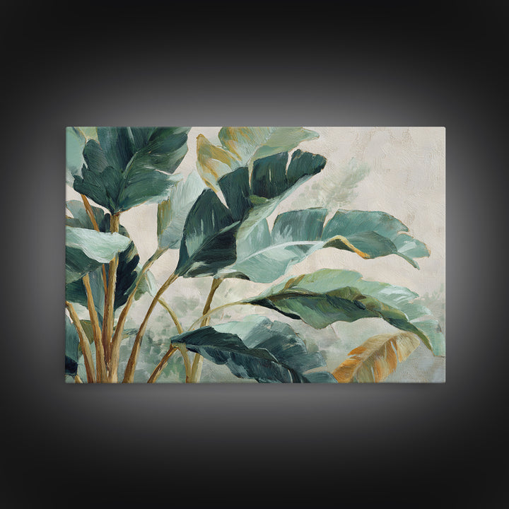Banana Leaves Layered Framed Canvas Print, Tropical Art, Downloadable Prints, Living Room Decor, Watercolor Art, Tropic, TRO-3x2-13