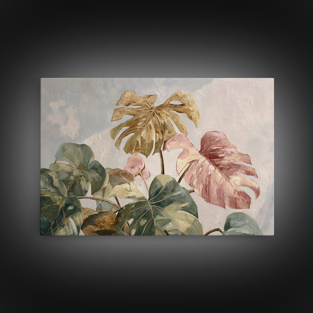 Lush Monstera Leaves Canvas Print, Tropical Art, Modern Decor, Living Room Decor, Fine Art, Tropic, Wall Decor, Digital Prints, TRO-3x2-29
