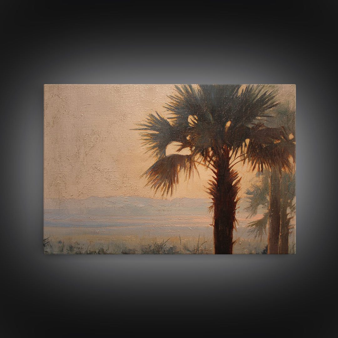 Palm Tree Silhouettes Canvas Print, Tropical Art, Gallery Wall Art, Living Room Decor, Fine Art, Tropic, Textured Painting, TRO-3x2-32