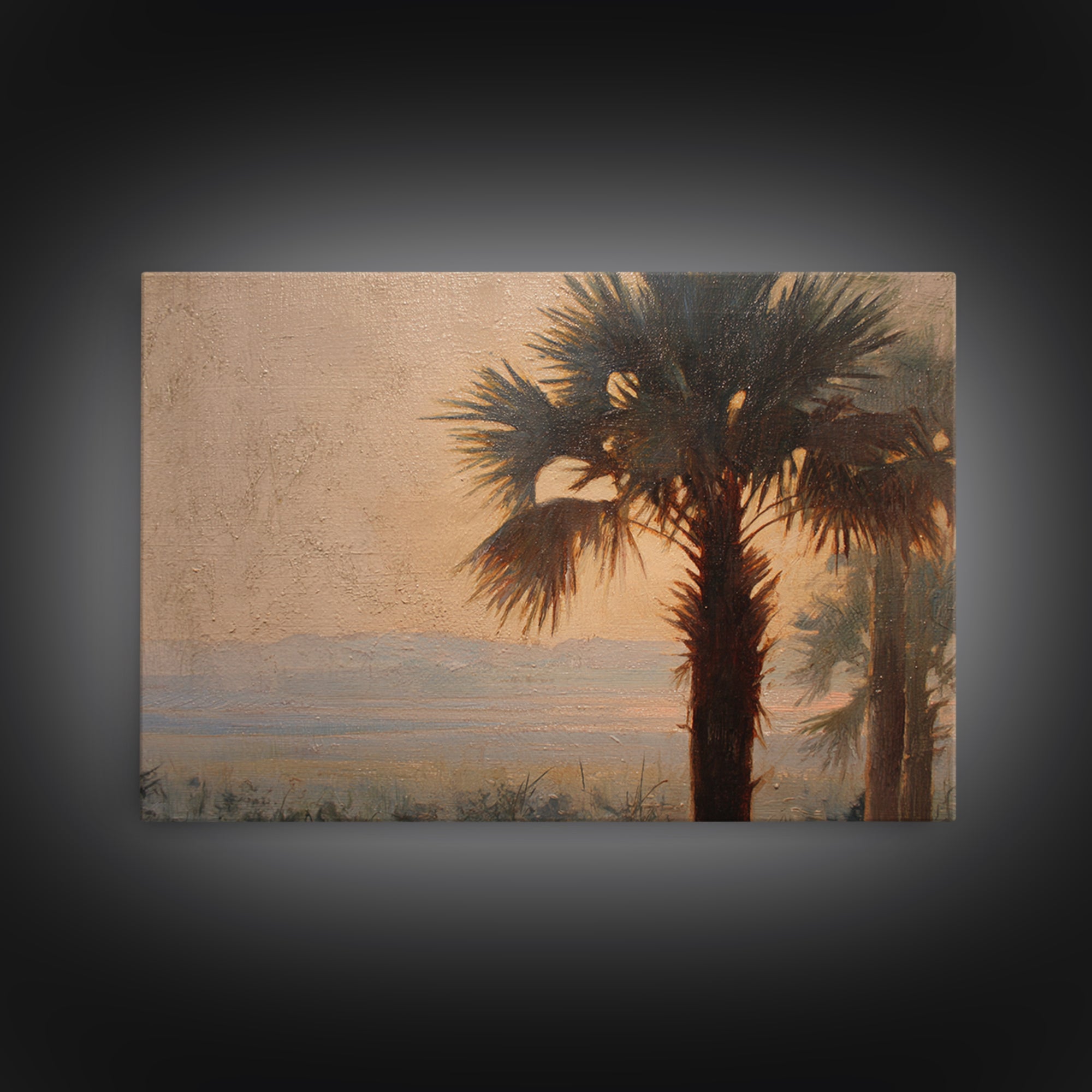 Palm Tree Silhouettes Canvas Print, Tropical Art, Gallery Wall Art, Living Room Decor, Fine Art, Tropic, Textured Painting, TRO-3x2-32