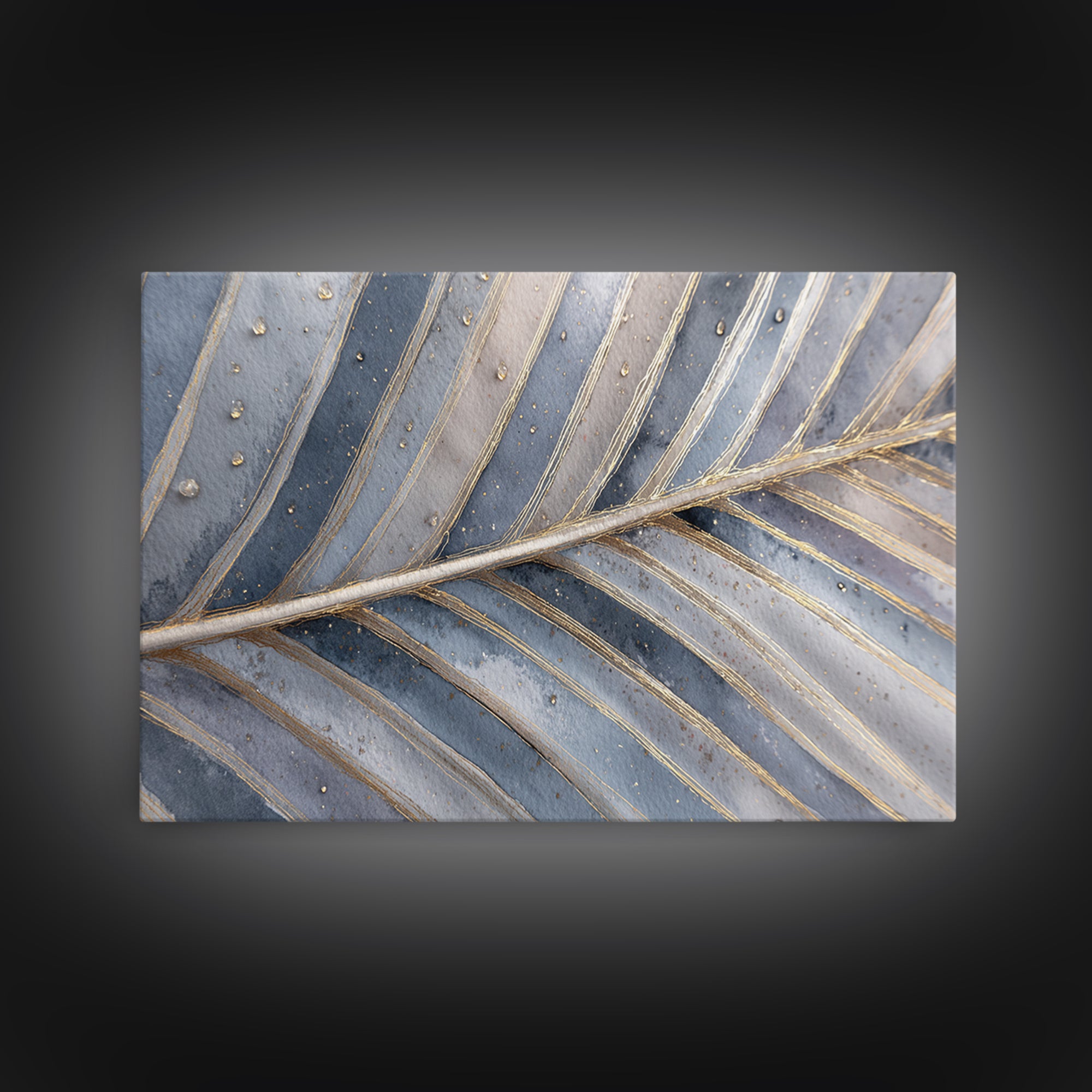 Rain Soaked Palm Leaf Closeup Canvas Print, Tropical Art, Neutral Decor, Living Room Decor, Oil Painting, Tropic, Home Decor, TRO-3x2-49