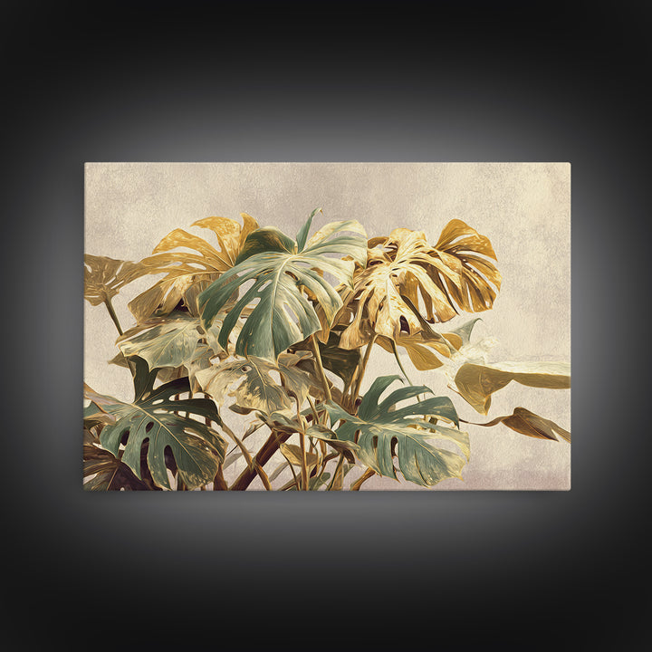 Lush Monstera Leaves Canvas Print, Tropical Art, Modern Decor, Living Room Decor, Fine Art, Tropic, Wall Decor, Digital Prints, TRO-3x2-53