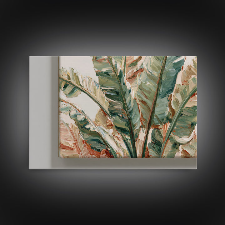 Banana Leaves Layered Canvas Print, Tropical Art, Botanical Art, Living Room Decor, Oil Painting, Tropic, Minimalist Decor, TRO-3x2-61