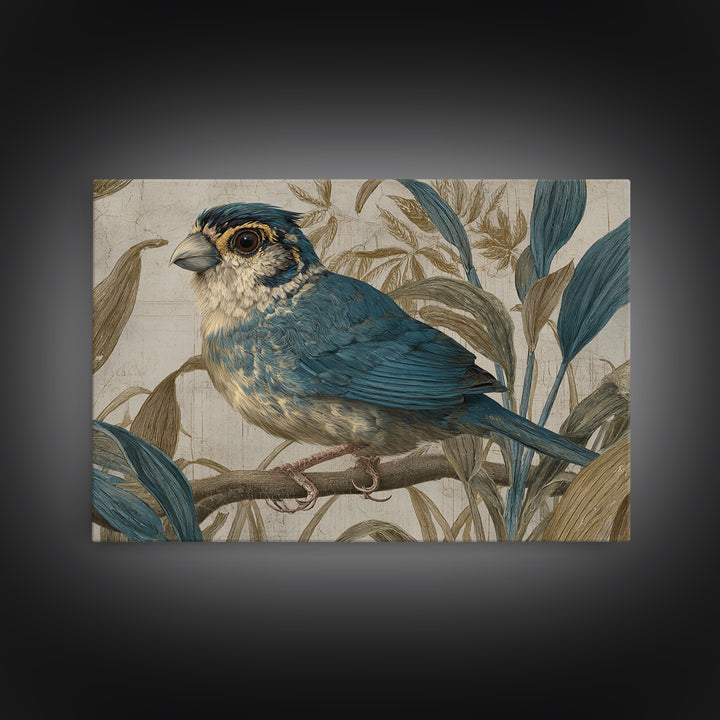 Colorful Jungle Bird Pattern Framed Canvas Print, Tropical Art, Print, Living Room Decor, Fine Art, Tropic, Coastal Wall Art, TRO-3x2-96