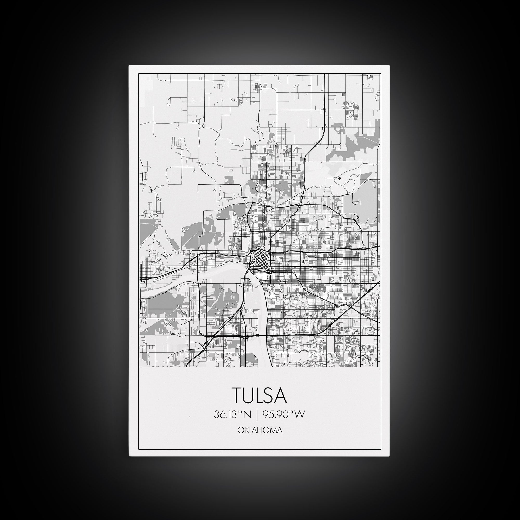 Tulsa Street Map, Oklahoma Map, City Map Print, Modern Wall Art, Wall Art, Canvas Print, Dorm Room Décor, Gift For Husband, Travel Art Print